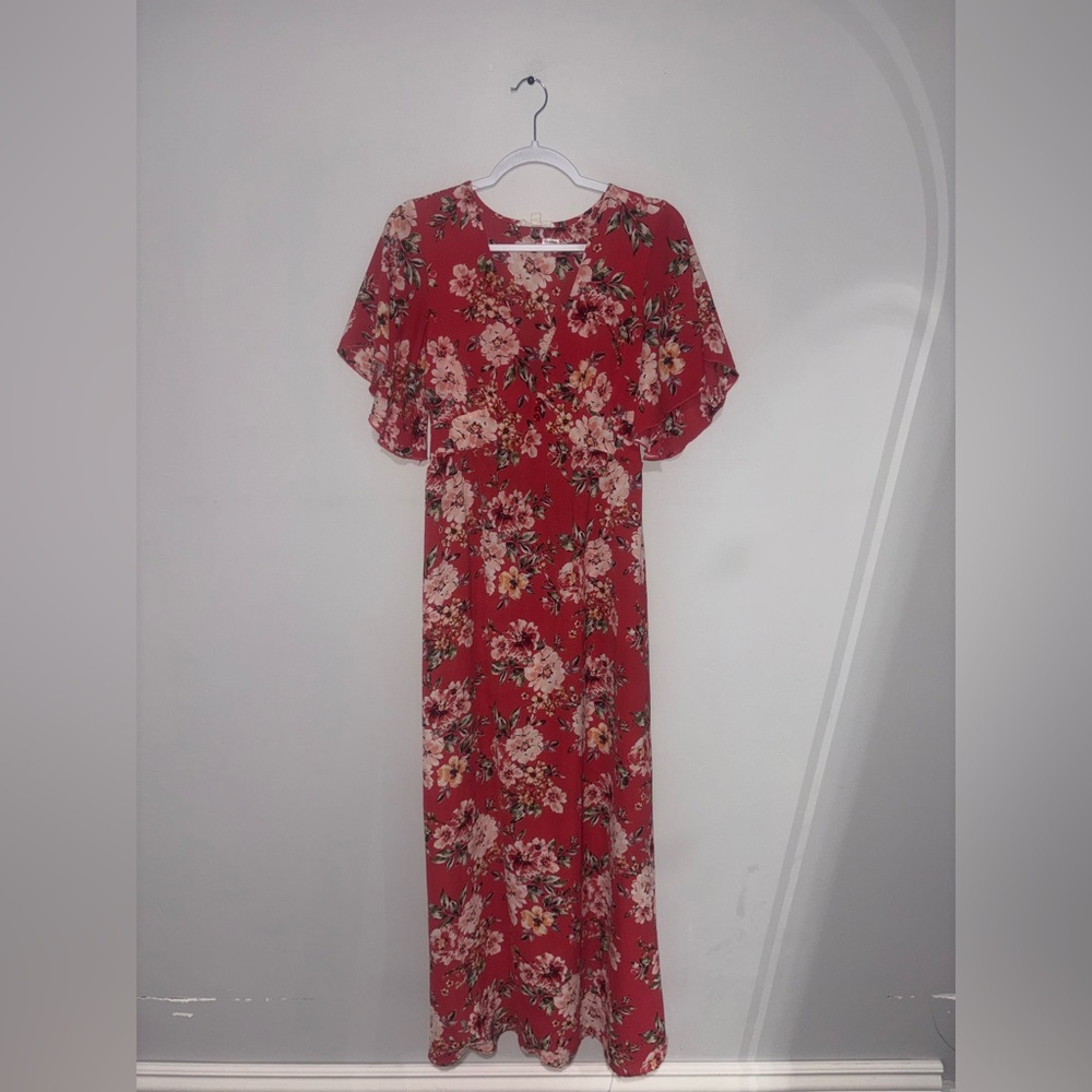 Bailey Blue | Red Floral Maxi Dress